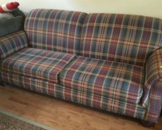 Plaid sofa in living room - Broyhill - not a sleeper!