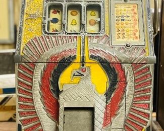 Original 1930s Mills War Eagle nickle slot machine.