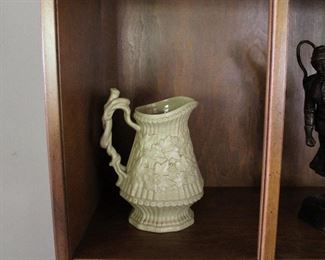 19th century English relief moulded jug with Registration Diamond embossed on the base