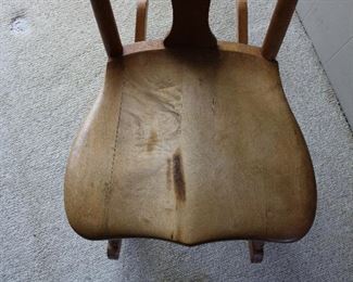 Antique sewing style rocker with birds eye maple