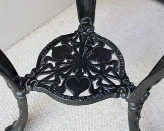Antique English Pub Table, cast iron base with figural female busts and claw feet.