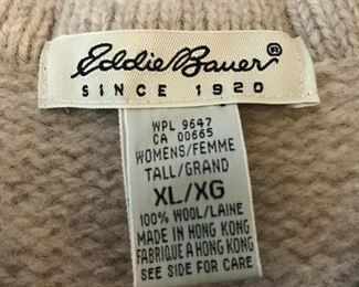Eddie Bauer 100% Wool Made in Hong Kong Size XL