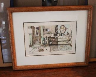 Signed hand colored print "Nest" by Jan Hunt