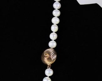 Fabulous chunky 10 mm to 11 mm freshwater baroque pearls with a fantastic 14K gold safety clasp, 20" long.
