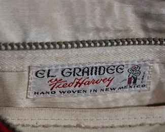 Label on Fred Harvey chimayo wool purse