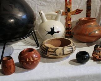Both old and contemporary Native American pottery
