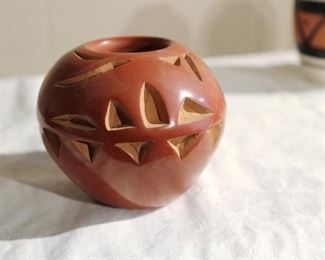 Santa Clara carved pot