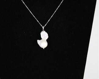 Lovely LARGE baroque freshwater pearl pendant on sterling silver chain