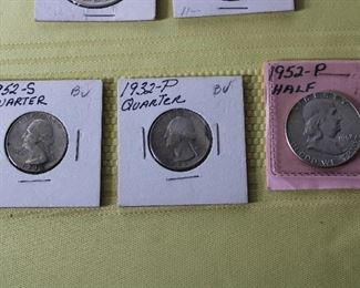 Silver quarters and Franklin half dollar
