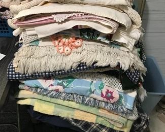 Linens, tablecloths, runners, hand sewn quilts and MORE!!!