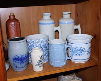 Blue and white stoneware