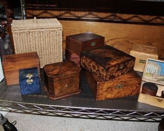 A few of the many old and antique wooden boxes!