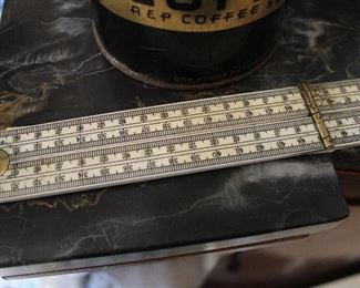 A folding ruler with brass fittings