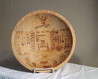 Fun pyrography bowl by Muskegon artist Dave Way