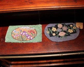 Old miniature hooked rugs