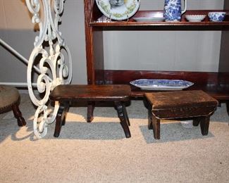 A nice collection of antique stools and benches!