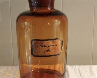 LARGE antique amber apothecary jar