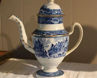 Gorgeous antique blue and white coffee pot