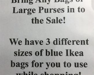 No Large Bags or Purses!