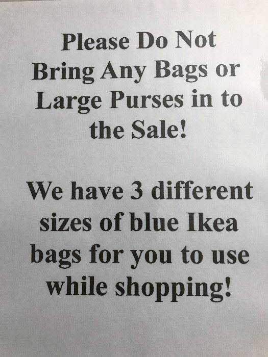 No Large Bags or Purses!
