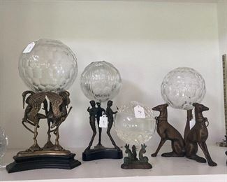 Large group of Bronze and Crystal Orbs