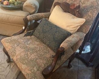 Antique Queen Anne Chair with Tapestry Fabric
