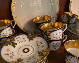 Antique Hand Painted Porcelain Dishes and Tea Set