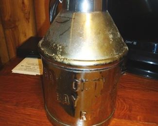 antique chrome cream can with Bay City MI on it 