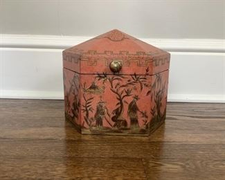 Red Painted Chinoiserie Lidded Box
Lot #: 31