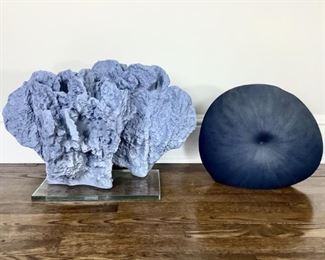 Oversized Faux Blue Coral And Contemporary Blue Vase
Lot #: 35