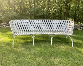 A Very Large Vintage White Basket Weave Garden Bench, 7 FT 3 IN Length
Lot #: 87