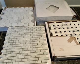 Hexagon, Mini Bricks, Black And White Basket Weave Marble Tile, (5 Pc.)
Lot #: 99