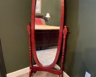 Wooden Oval Floor Mirror
