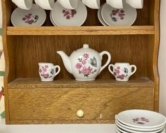 Vintage Red Japan Childs Tea Set