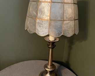 Vintage Mother Of Pearl Lampshade & Lamp