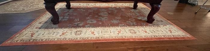 10)   $275 Made in Turkey coral rug 100% blended  6'6 x 10'2