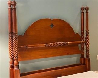 12)  $595 - Queen size bed four posted thermo gel mattress, all rails and boards included.  • 68high 60wide 80deep 