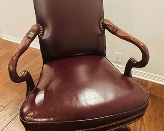 20)   $150   nail head leather office rolling chair  • 45high 26wide 29deep 