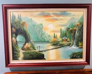 35)   $100   Bridge artwork oil on canvas  • 40 x 30 