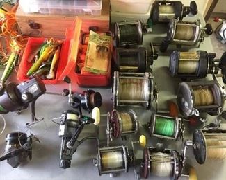 Fishing rods, reels and lures. 