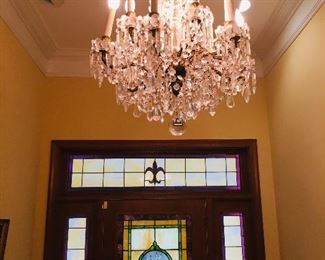 Entrance Hall chandelier is 20" across at widest point