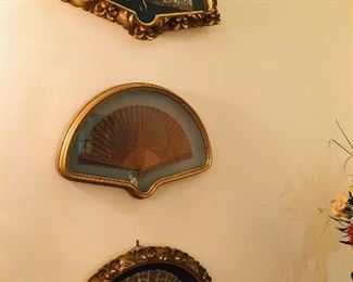 framed antique fans