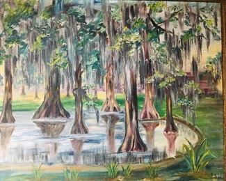 original oil on canvas of Cypress Lake during the SLI years