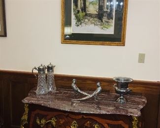 Walnut In laid French Chest with 1817 receipt and original keys. 