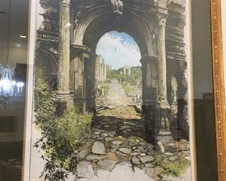 Robert Kasimir signed etching of The Roman Coliseum 