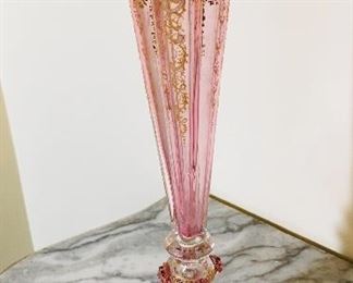 Antique hand blown Bohemian Glass with Enamel Gilding  possibly Moser