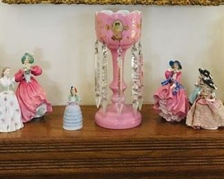 Royal Doulton lady figures and another beautiful mantle luster