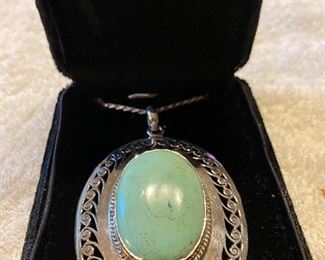 Stunning Sterling Turquoise with Sterling Chain 