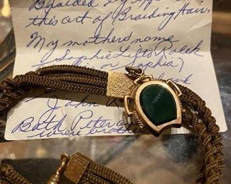 Vintage Hair Braid, Watch Fob with Note