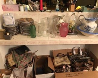 Norman Rockwell plates, vases, pictures, handbags